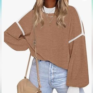 *NWT* Never worn camel and white sweater